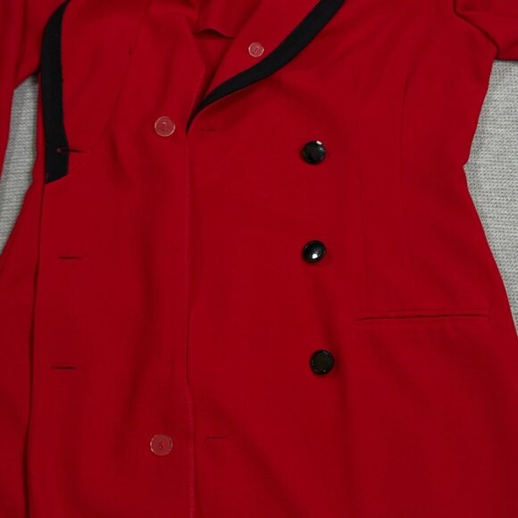 Vintage Danny Nicole Womens Red Double Breasted Dress Coat Padded Shoulders Sz 8 - Picture 8 of 16